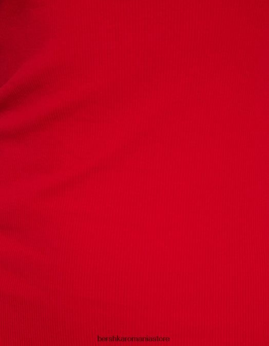 Bershka femei rochie mini cu mânecă scurtă, fără umeri roșu Z86D207 îmbrăcăminte