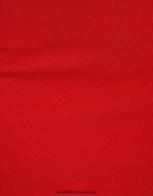 Bershka femei rochie mini cu mânecă scurtă, fără umeri roșu Z86D4068 îmbrăcăminte