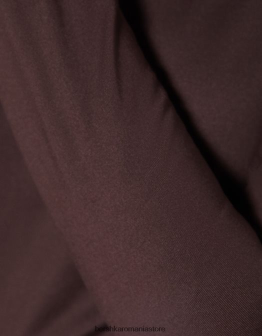 Bershka femei rochie mini cu maneca lunga asimetrica si decupaje maro Z86D256 îmbrăcăminte