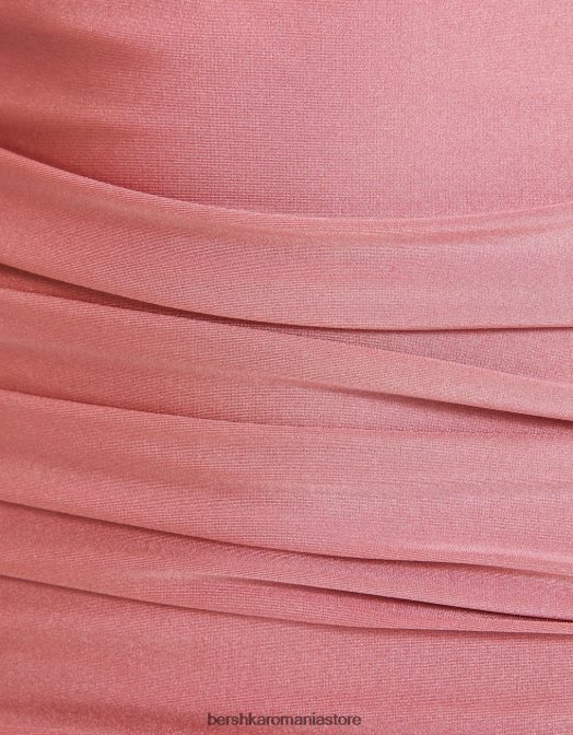 Bershka femei rochie mini cu maneca lunga cu bretele incrucisate roz Z86D213 îmbrăcăminte