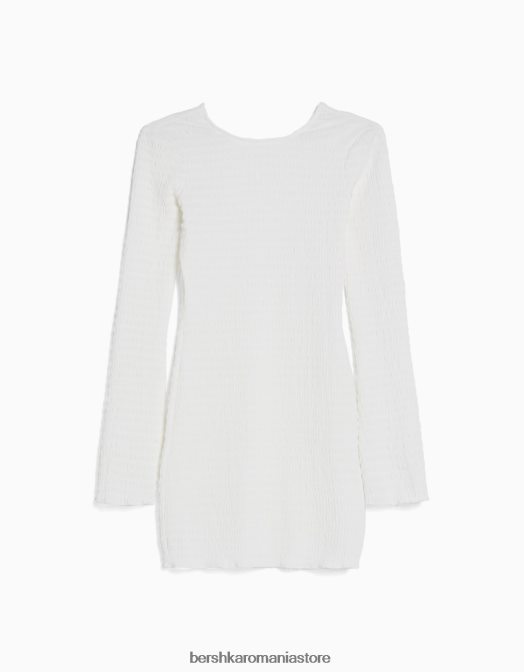 Bershka femei rochie mini cu maneca lunga, cu deschidere la spate si fundita cremă Z86D231 îmbrăcăminte