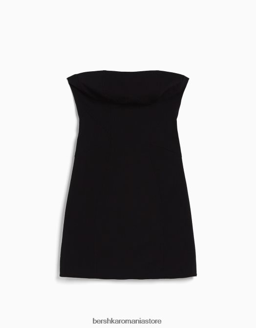 Bershka femei rochie mini cu umeri deschisi, cu cusaturi negru Z86D132 îmbrăcăminte