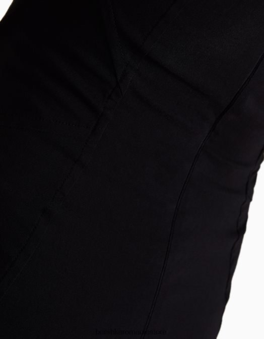 Bershka femei rochie mini cu umeri deschisi, cu cusaturi negru Z86D132 îmbrăcăminte