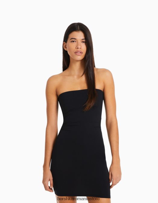 Bershka femei rochie mini cu umeri liberi negru Z86D50 îmbrăcăminte