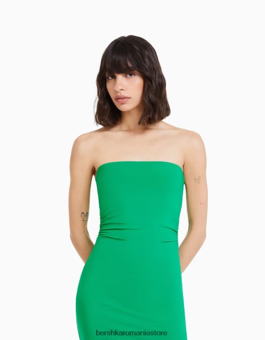 Bershka femei rochie mini cu umeri liberi verde Z86D1844 îmbrăcăminte