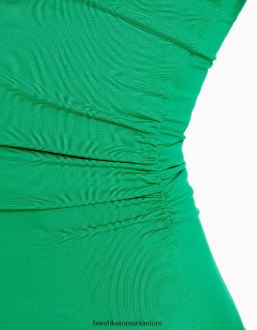 Bershka femei rochie mini cu umeri liberi verde Z86D1844 îmbrăcăminte