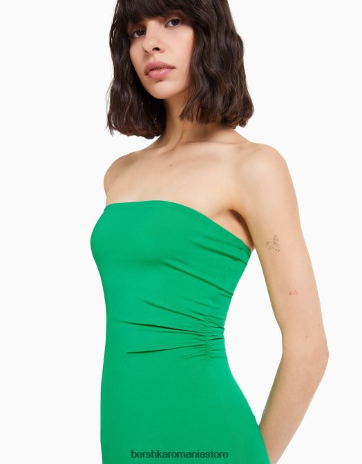 Bershka femei rochie mini cu umeri liberi verde Z86D51 îmbrăcăminte