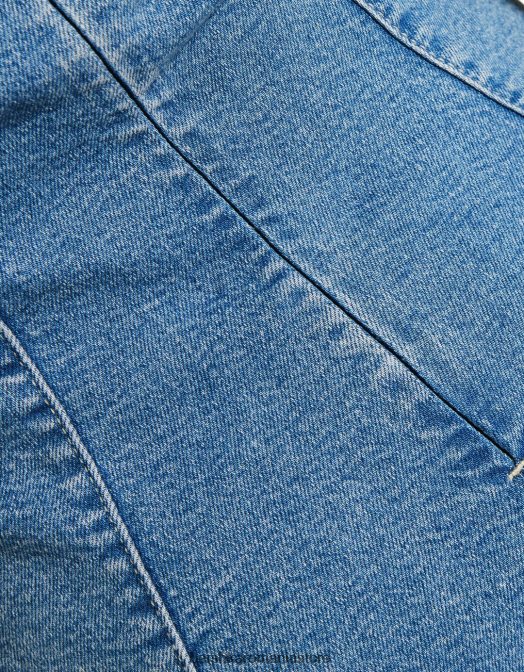 Bershka femei rochie mini din denim cu umăr dezactivat albastru deschis Z86D1947 îmbrăcăminte