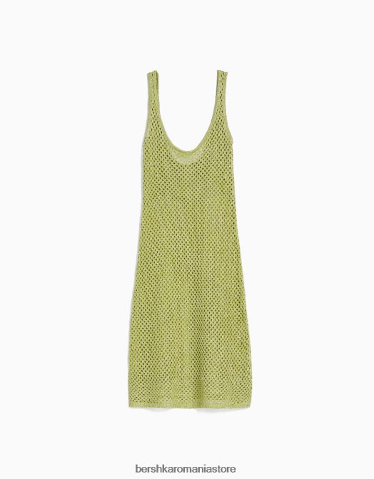 Bershka femei rochie mini din plasă cu bretele strălucitoare verde Z86D170 îmbrăcăminte