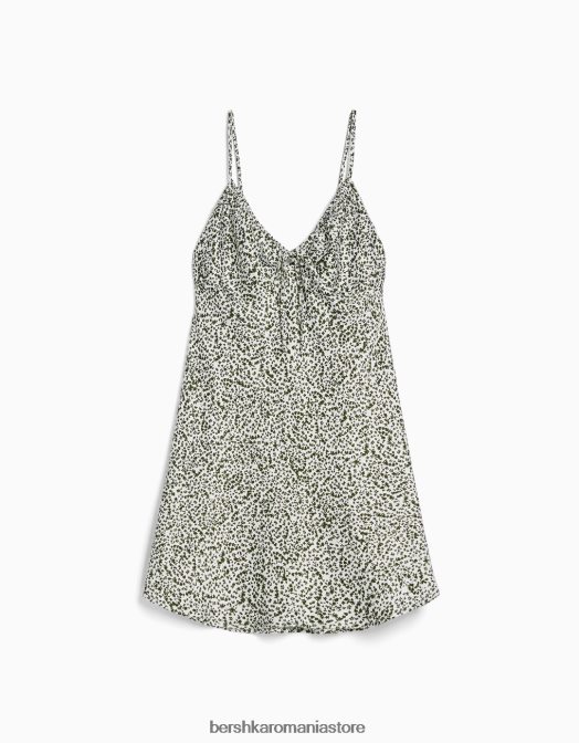 Bershka femei rochie mini din satin fluid cu bretele cu adunare multicolor Z86D69 îmbrăcăminte