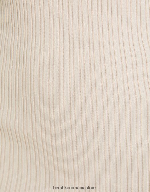 Bershka femei rochie mini din tricot cu nervuri cremă Z86D244 îmbrăcăminte