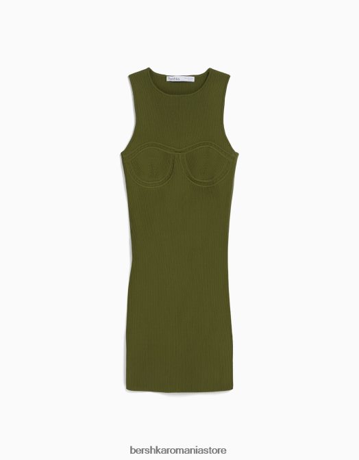 Bershka femei rochie mini din tricot deschis fără mâneci kaki Z86D166 îmbrăcăminte