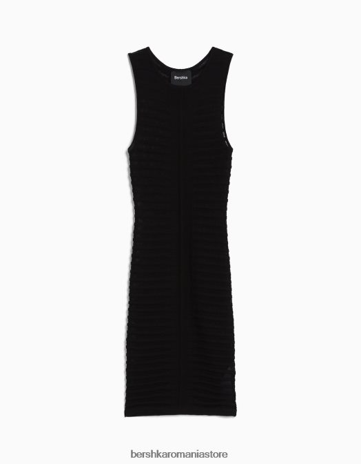 Bershka femei rochie mini din tricot transparent fără mâneci negru Z86D240 îmbrăcăminte