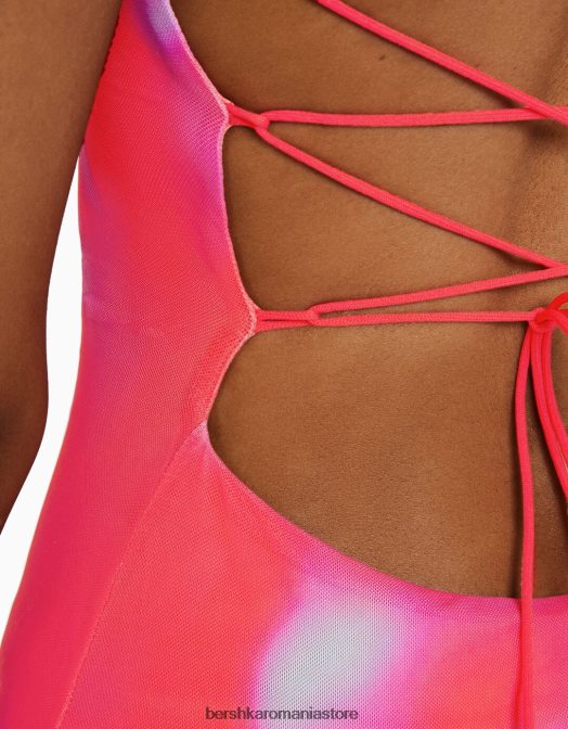 Bershka femei rochie mini din tul imprimat cu bretele roșu Z86D209 îmbrăcăminte