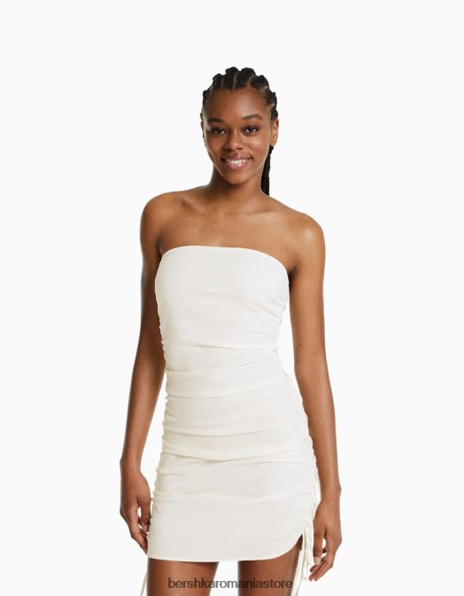 Bershka femei rochie mini mulată, cu partea strânsă cremă Z86D226 îmbrăcăminte