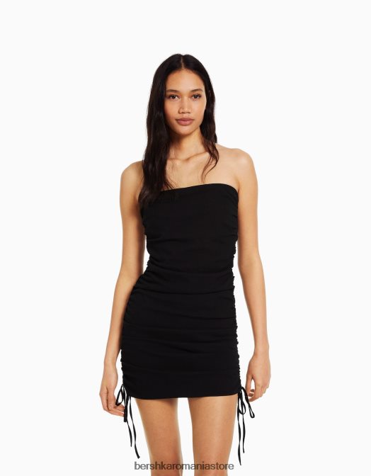 Bershka femei rochie mini mulată, cu partea strânsă negru Z86D227 îmbrăcăminte