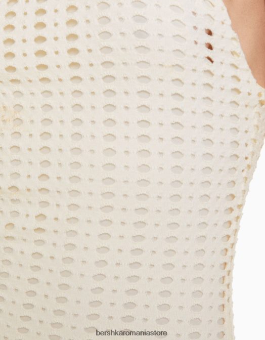 Bershka femei rochie mini rustica cu decolteu cremă Z86D173 îmbrăcăminte