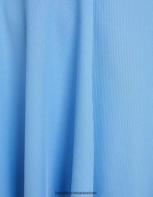 Bershka femei rochie mini skater cu maneca scurta albastru Z86D4107 îmbrăcăminte