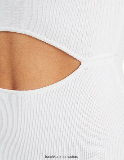Bershka femei rochie mini tricotată cu halter cu detaliu la spate alb Z86D181 îmbrăcăminte