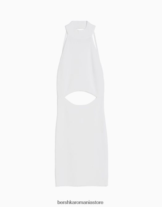 Bershka femei rochie mini tricotată cu halter cu detaliu la spate alb Z86D182 îmbrăcăminte