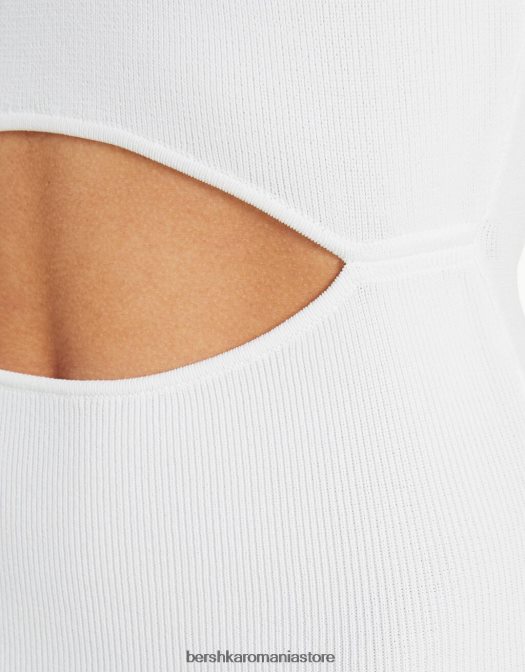 Bershka femei rochie mini tricotată cu halter cu detaliu la spate alb Z86D182 îmbrăcăminte