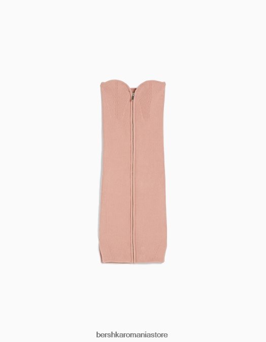 Bershka femei rochie mini tricotată fără umeri, cu fermoar roz Z86D175 îmbrăcăminte