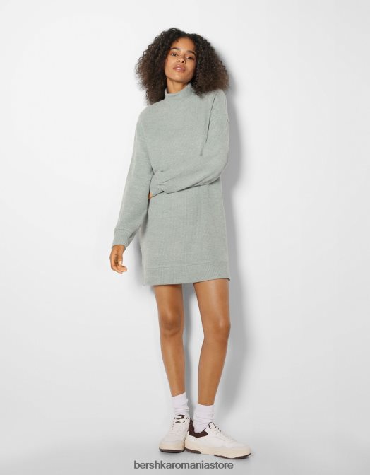 Bershka femei rochie schimbătoare cu mânecă lungă verde Z86D288 îmbrăcăminte