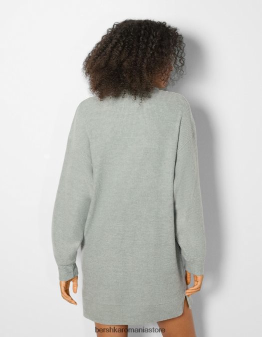 Bershka femei rochie schimbătoare cu mânecă lungă verde Z86D288 îmbrăcăminte