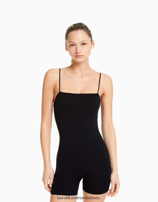 Bershka femei Salopetă de ciclism fără cusături, cu decolteu pătrat exclusiv Z86D57 îmbrăcăminte
