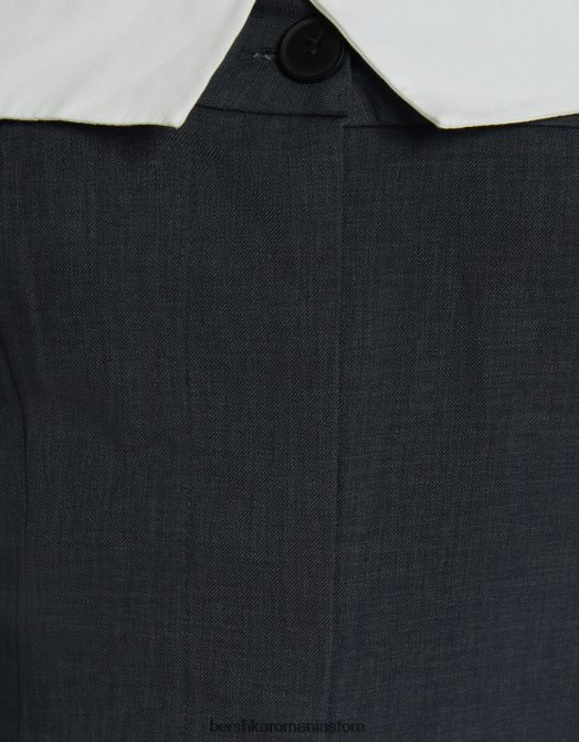 Bershka femei salopetă croită fără umeri gri inchis Z86D25 îmbrăcăminte