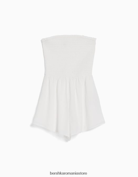 Bershka femei salopetă cu bandă texturată cu încâlcire alb Z86D113 îmbrăcăminte