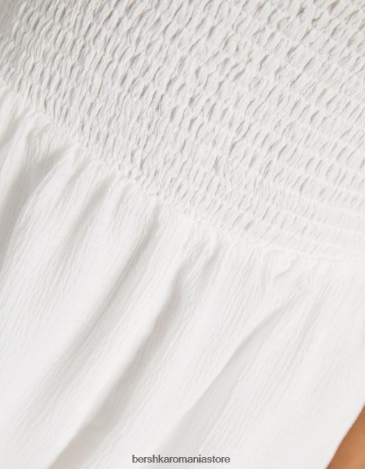 Bershka femei salopetă cu bandă texturată cu încâlcire alb Z86D113 îmbrăcăminte