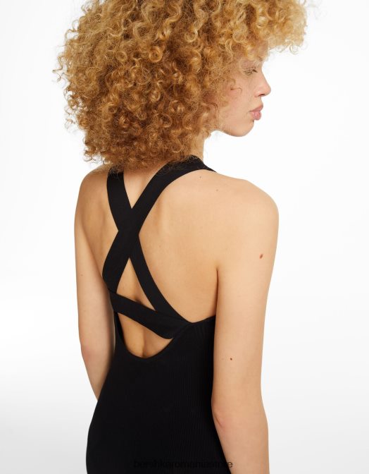 Bershka femei salopetă cu bretele din nailon negru Z86D4084 îmbrăcăminte