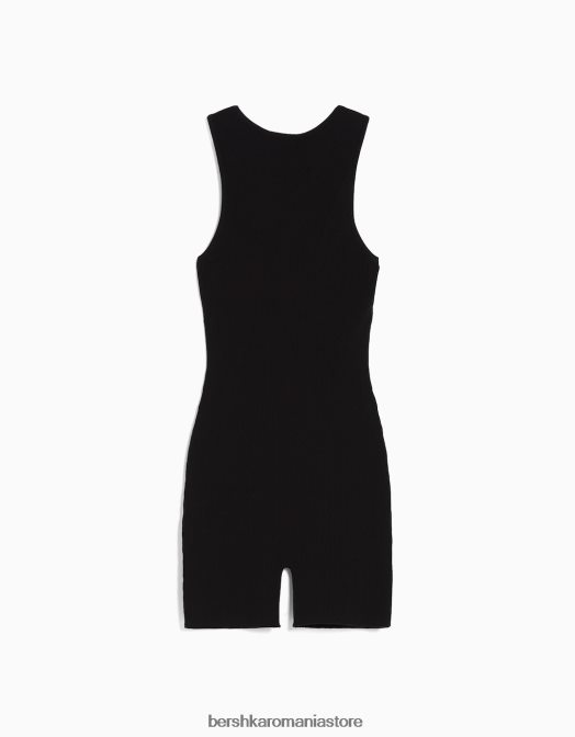 Bershka femei salopetă cu bretele din nailon negru Z86D4084 îmbrăcăminte