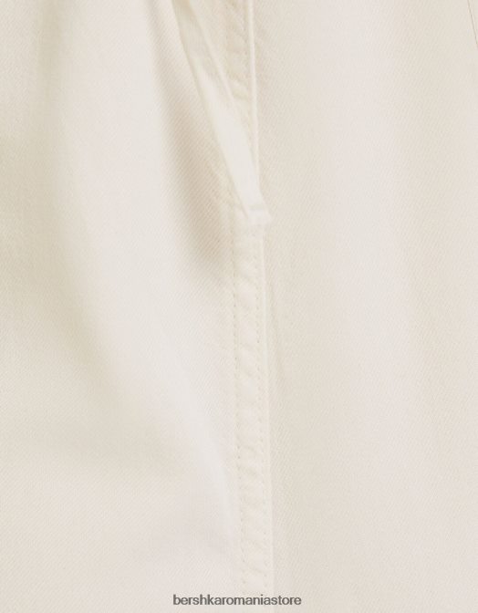 Bershka femei salopetă din denim cu bretele cremă Z86D85 îmbrăcăminte