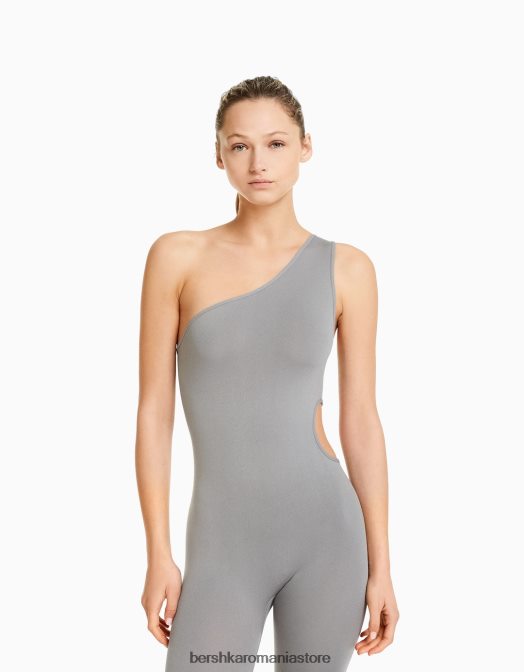Bershka femei salopetă fără cusături decupate gri Z86D99 îmbrăcăminte