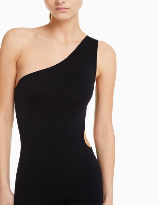 Bershka femei salopetă fără cusături decupate negru Z86D98 îmbrăcăminte