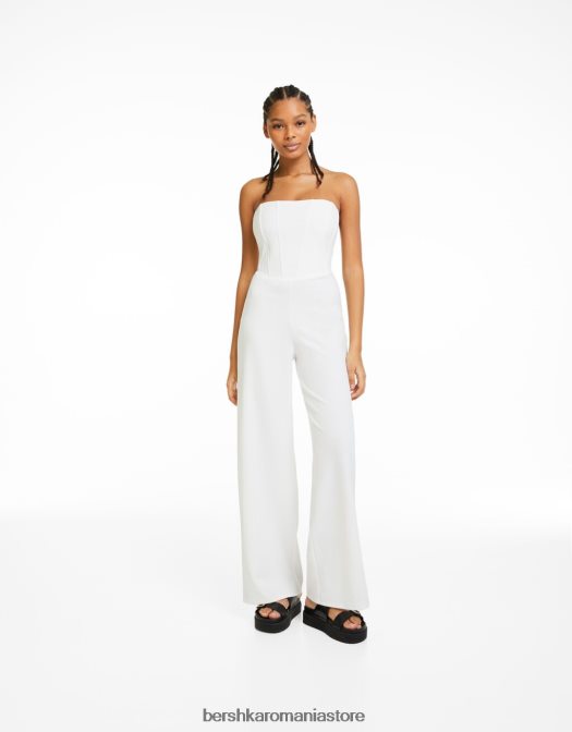 Bershka femei salopeta bandeau corset alb Z86D216 îmbrăcăminte