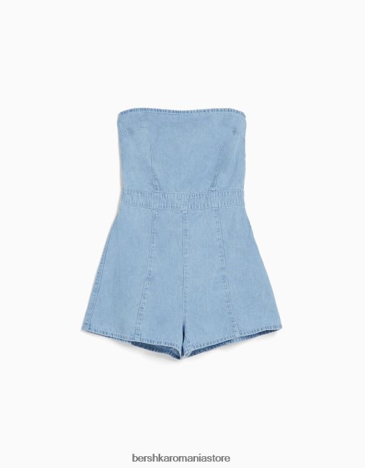 Bershka femei salopeta din denim albastru deschis Z86D123 îmbrăcăminte