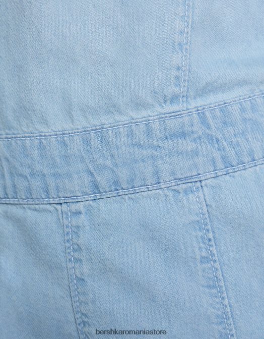 Bershka femei salopeta din denim albastru deschis Z86D123 îmbrăcăminte