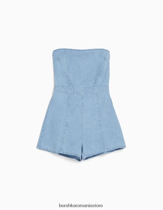 Bershka femei salopeta din denim albastru deschis Z86D4077 îmbrăcăminte