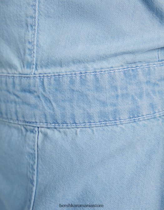 Bershka femei salopeta din denim albastru deschis Z86D4077 îmbrăcăminte