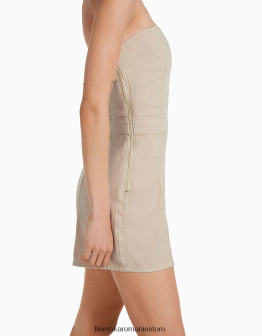 Bershka femei salopeta din denim cremă Z86D124 îmbrăcăminte