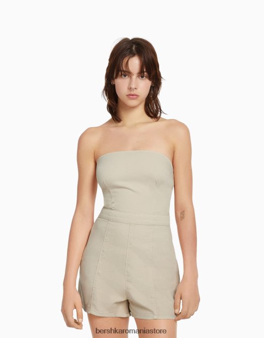 Bershka femei salopeta din denim cremă Z86D4078 îmbrăcăminte