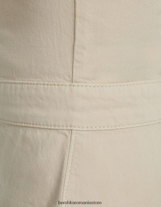 Bershka femei salopeta din denim cremă Z86D4078 îmbrăcăminte