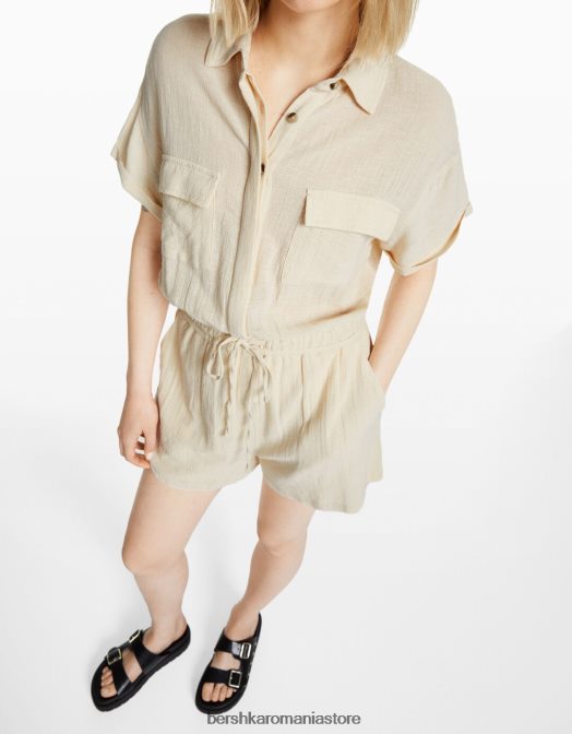 Bershka femei salopeta rustica utilitara bej Z86D4081 îmbrăcăminte