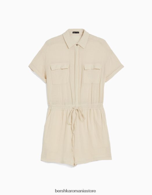 Bershka femei salopeta rustica utilitara bej Z86D4081 îmbrăcăminte