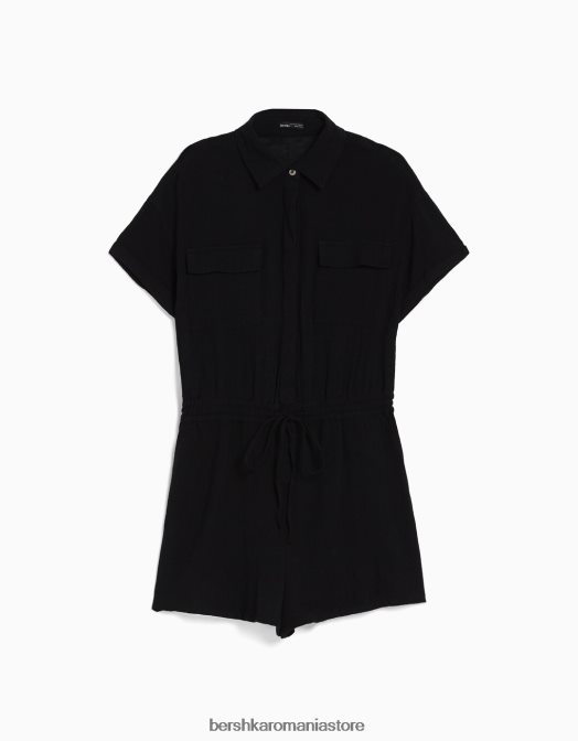 Bershka femei salopeta rustica utilitara negru Z86D106 îmbrăcăminte
