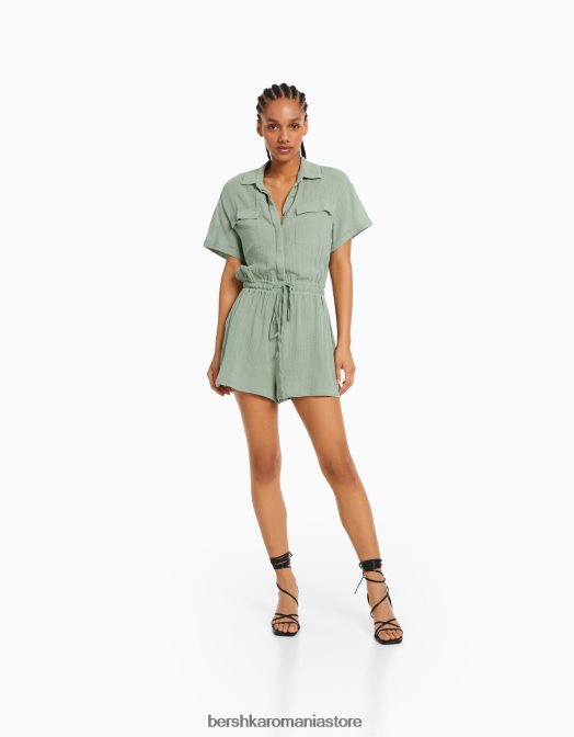 Bershka femei salopeta rustica utilitara verde Z86D107 îmbrăcăminte