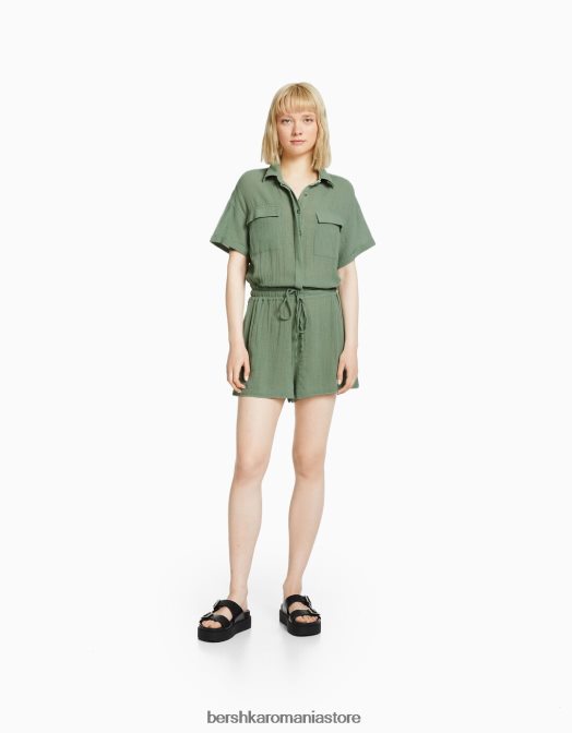Bershka femei salopeta rustica utilitara verde Z86D4083 îmbrăcăminte